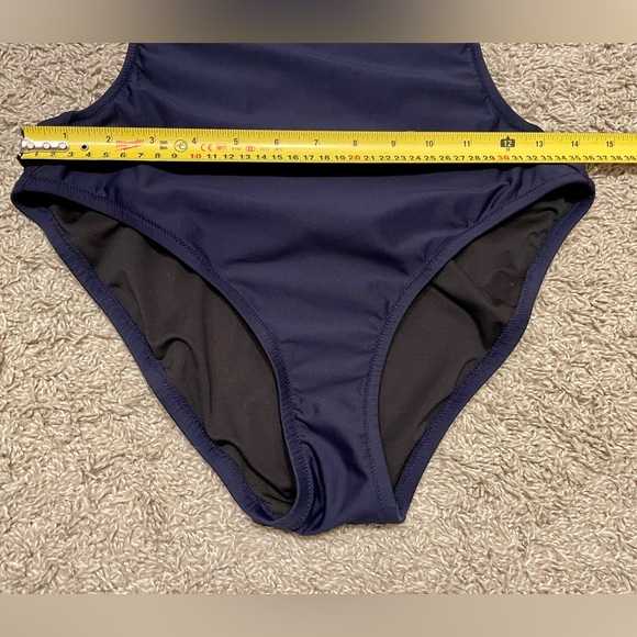 J.Crew navy blue back cutout strapless swimsuit - Picture 10 of 12